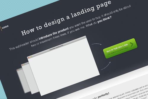 A landing page design - Example & free PSD